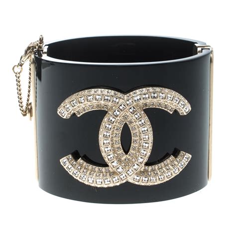 chanel bracelet cuff black|Chanel Black Cuff Bracelet .